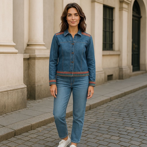 STUDIO EASE JEAN BLOUSE - Picture 1 of 11